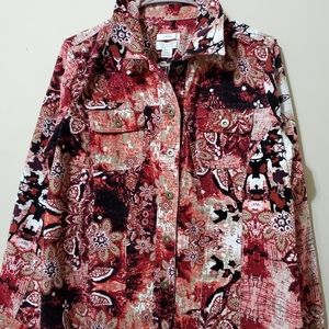 Christopher Banks Burgundy Coral Corduroy Jacket L